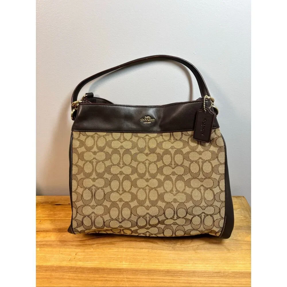 Coach Lexy Purse Shoulder Bag Brown Tan